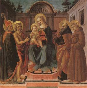 Francesco di Stefano called Pesellino The Virgin and Child Surrounded (mk05) Norge oil painting art